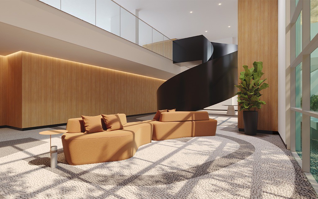 Lobby com pé-direito duplo