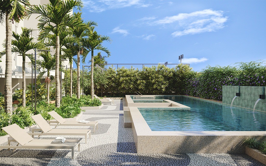 Piscina infantil e adulto com cascata